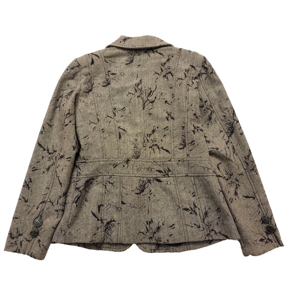 Coldwater Creek Womens Flocked Herringbone Tweed Wool Blazer JACKET Brown 6 - Picture 6 of 8